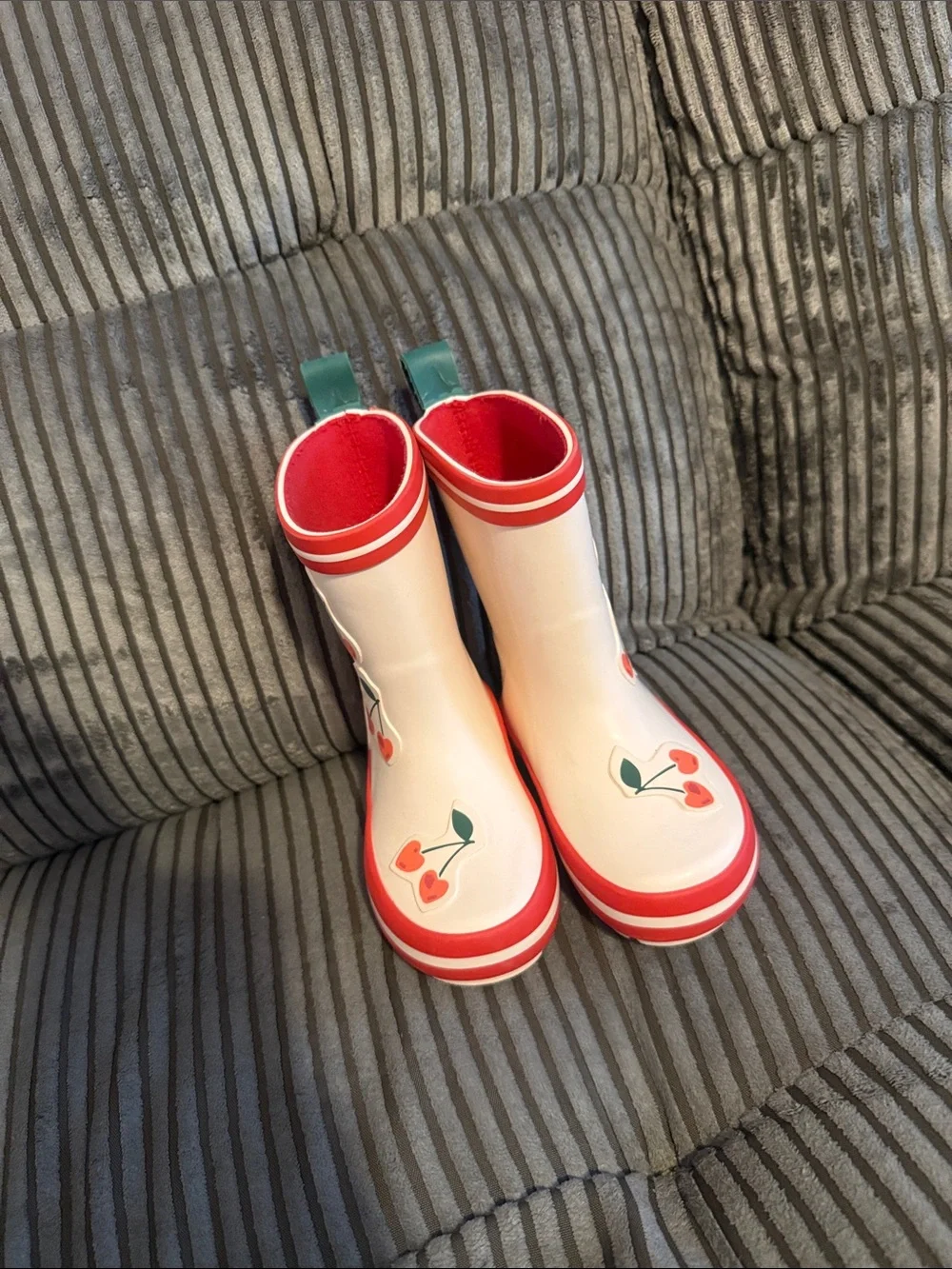 Kids Cherry Print Pink Rain Boots & Raincoat Set